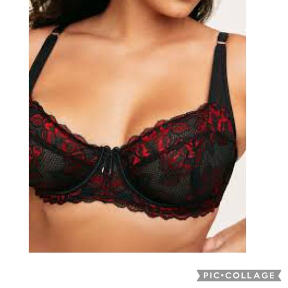 Adore Me Womens Bra 40I Blue Robyn Contour Balconette Lace Underwire Sexy Black - Picture 1 of 5
